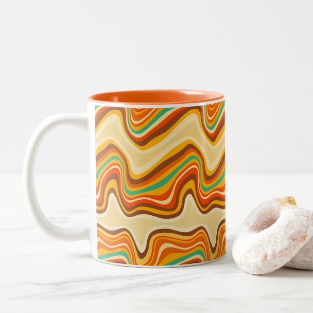 Tasse 2 Couleurs vague rétro (Avec donut)
