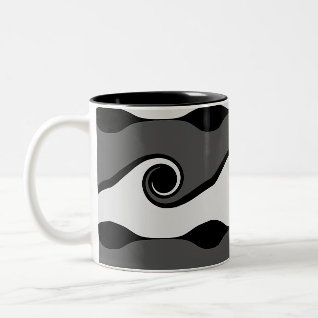 Tasse 2 Couleurs Vagues abstraites noir et blanc (Gauche)
