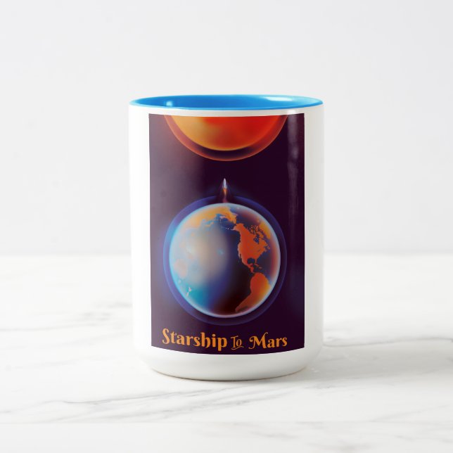 Tasse 2 Couleurs Vaisseau spatial vers Mars (Centre)