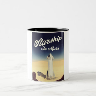Tasse 2 Couleurs Vaisseau spatial vers Mars, voyage spatial de styl