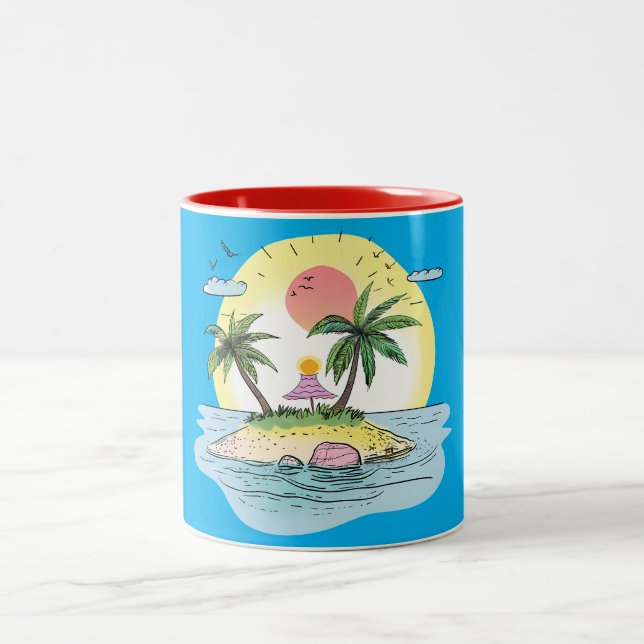 Tasse 2 Couleurs Vaisselle de boisson pour coucher de soleil sur un (Centre)