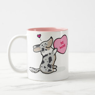 Tasse 2 Couleurs Valentine 2015 - Corgi de cardigan - Merle bleu