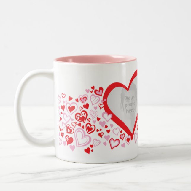 Tasse 2 Couleurs Valentine de deux coeurs/tasse rose rouge photos (Gauche)