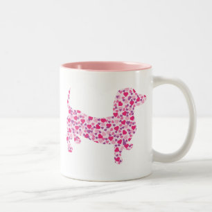 Tasse 2 Couleurs Valentine Hearts Dachshund
