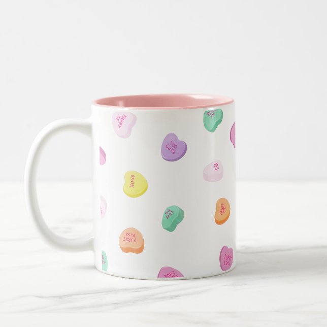 Tasse 2 Couleurs Valentines Day Candy Hearts Motif (Gauche)