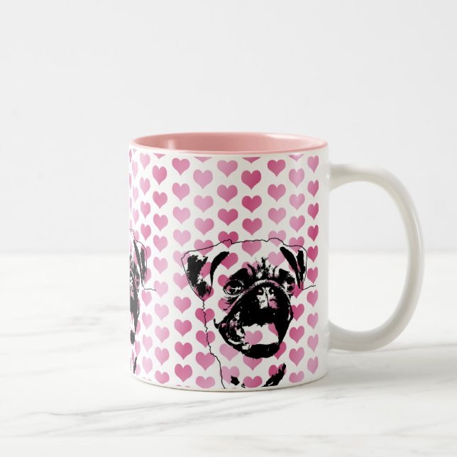Tasse 2 Couleurs Valentines - silhouette de carlin (Droit)