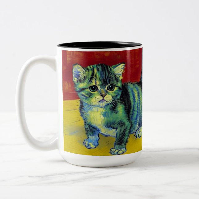 Tasse 2 Couleurs Van Gogh Tabby Cat (Gauche)