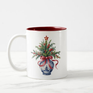 Tasse 2 Couleurs Vase vintage avec un arbre de Noël en chinoiserie 