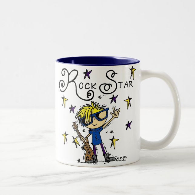 Tasse 2 Couleurs Vedette du rock blonde de garçon (Droit)