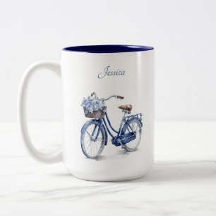 Tasse 2 Couleurs Vélo en Delft Blue personnalisable