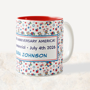 Tasse 2 Couleurs Vélos Fleurs Drapeaux Ballons Semiquincentenaire