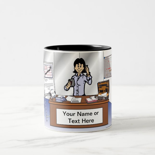 Tasse 2 Couleurs Vendeur - Dessin féminin par PrintedPerfection (Centre)