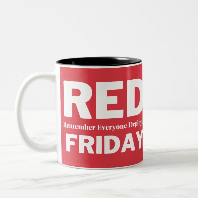 Tasse 2 Couleurs Vendredi rouge souvenez-vous de tous ceux qui ont  (Gauche)