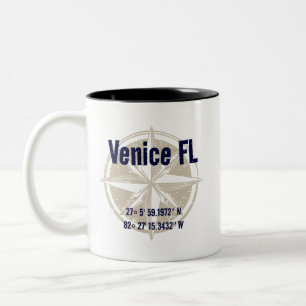 Tasse 2 Couleurs Venise, Floride Latitude Nautique Longitude