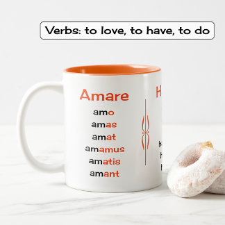 Tasse 2 Couleurs Verbes latins enseignant ou étudiant