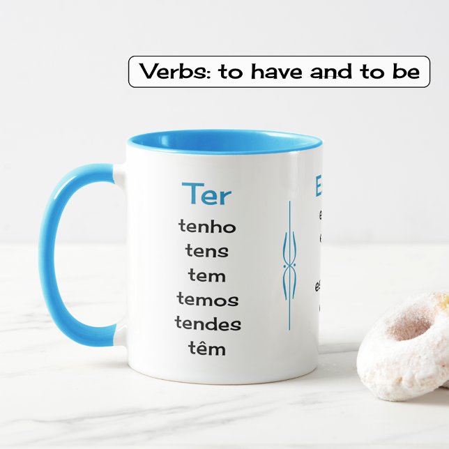 Tasse 2 Couleurs Verbes portugais enseignant ou étudiant (Showing combo mug option, light blue)