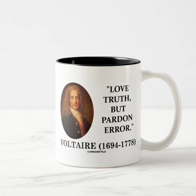 Tasse 2 Couleurs Vérité d'amour de Voltaire mais citation d'erreur (Droit)