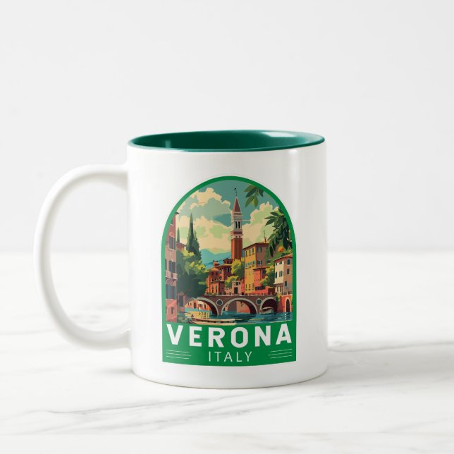 Tasse 2 Couleurs Vérone Italie Travel Art Vintage (Gauche)