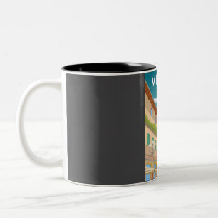 Tasse 2 Couleurs Vérone Italie Vintage Minimal Rétro Affiche de voy