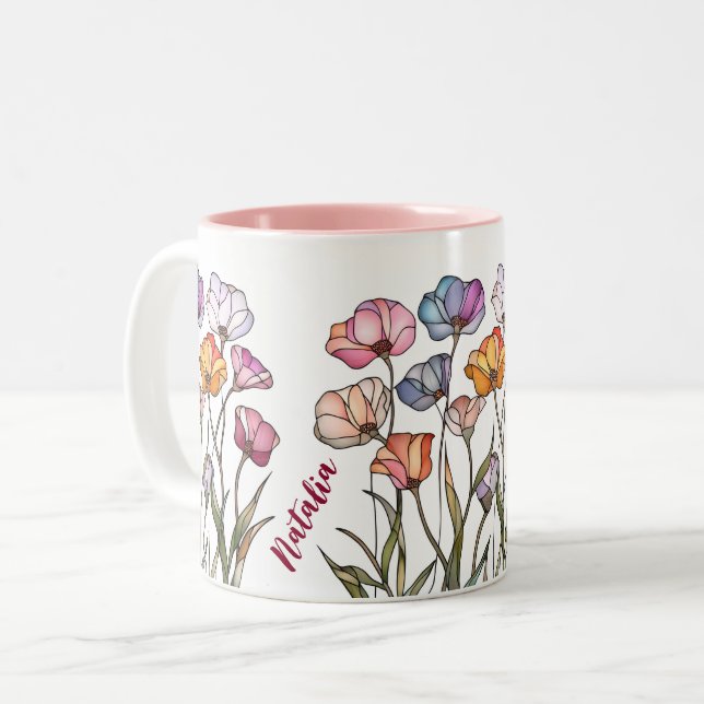 Tasse 2 Couleurs Verre Fleur Sauvage (Devant gauche)