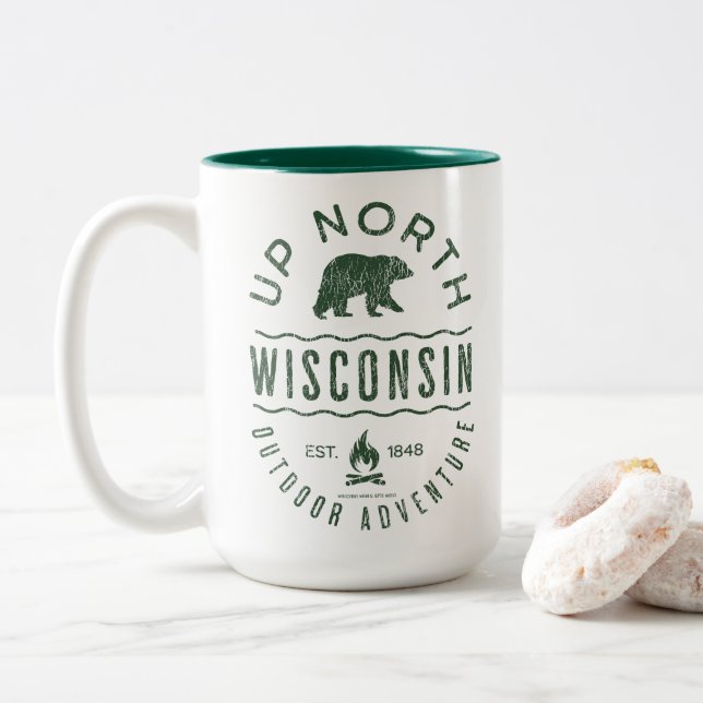 Tasse 2 Couleurs Vers le nord du Wisconsin (Avec donut)