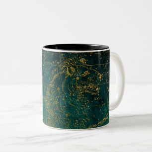 Tasse 2 Couleurs Vert astrologique céleste de lion de LION de carte