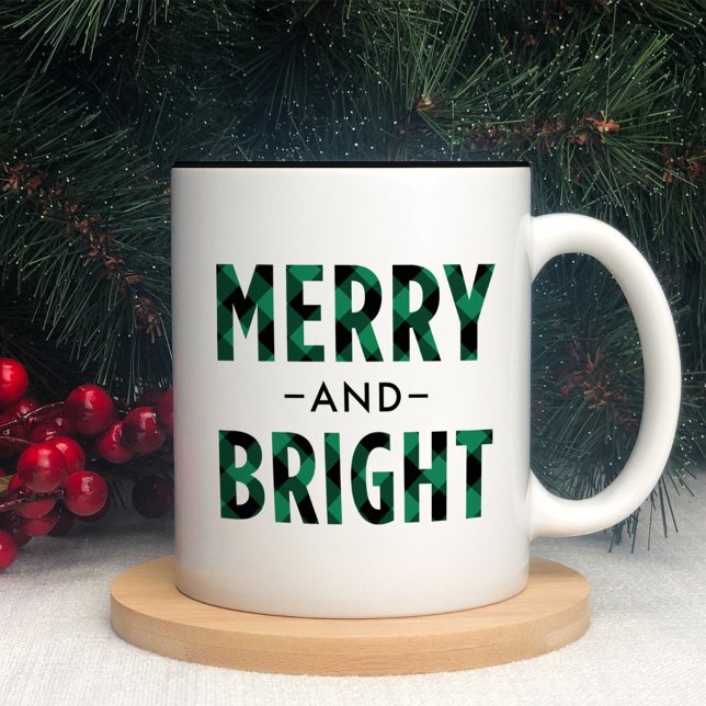 Tasse 2 Couleurs Vert Buffalo Plaid Merry and Bright (Créateur téléchargé)