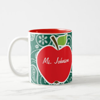 Tasse 2 Couleurs Vert de bouteille Paisley ; Apple