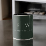 Tasse 2 Couleurs Vert foncé Élégant Moderne Minimaliste Monogramme<br><div class="desc">Élevez votre routine matinale avec notre moût de café vert foncé et blanc minimaliste moderne Monogramme Nom. Cette tasse élégante et élégante apporte une touche d'élégance contemporaine à votre rituel du café quotidien. Conçu dans un esprit de qualité, il présente un design minimaliste en noir et blanc classique, ce qui...</div>