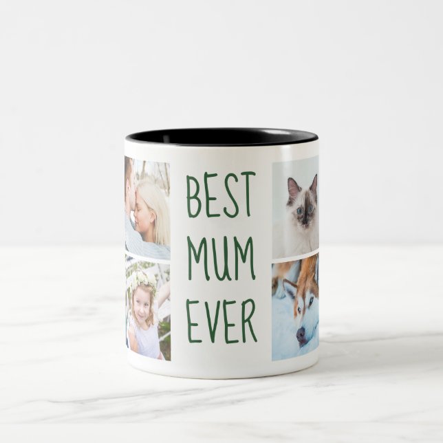 Tasse 2 Couleurs Vert Foncé | Meilleure maman Jamais Custom Photo M (Centre)