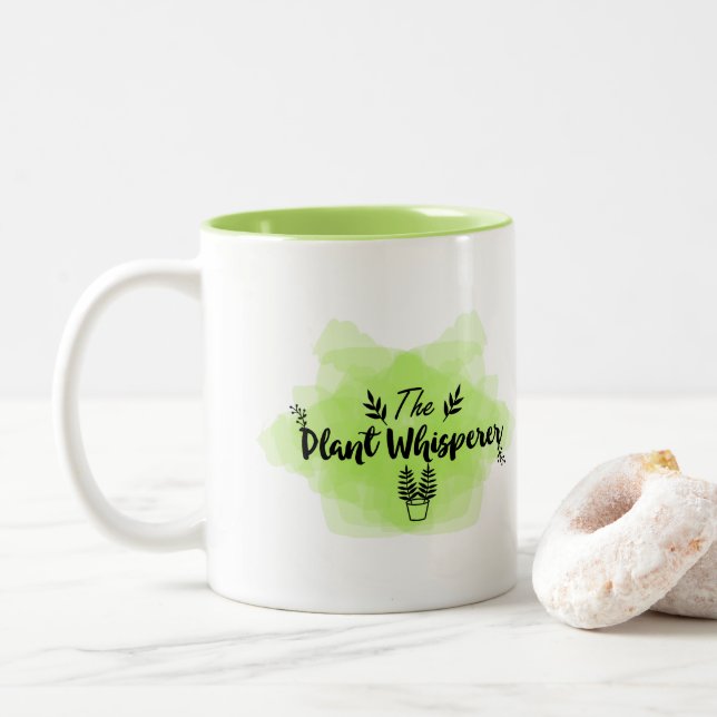 Tasse 2 Couleurs Vert frais abstrait plantant le Whisperer de (Avec donut)
