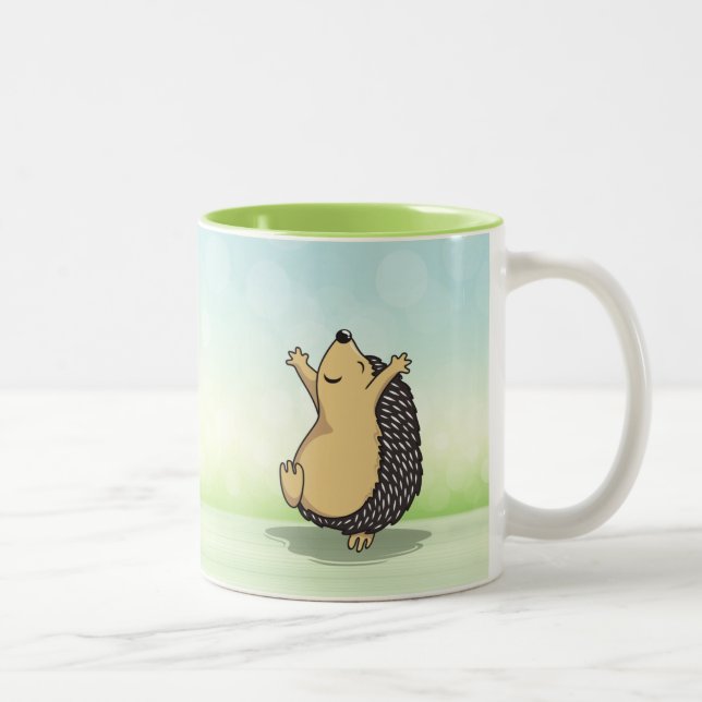 Tasse 2 Couleurs Vert hérisson de saut mignon (Droit)