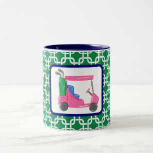 Tasse 2 Couleurs Vert Prépa Lien Rose Chariot de Golf Golfeur