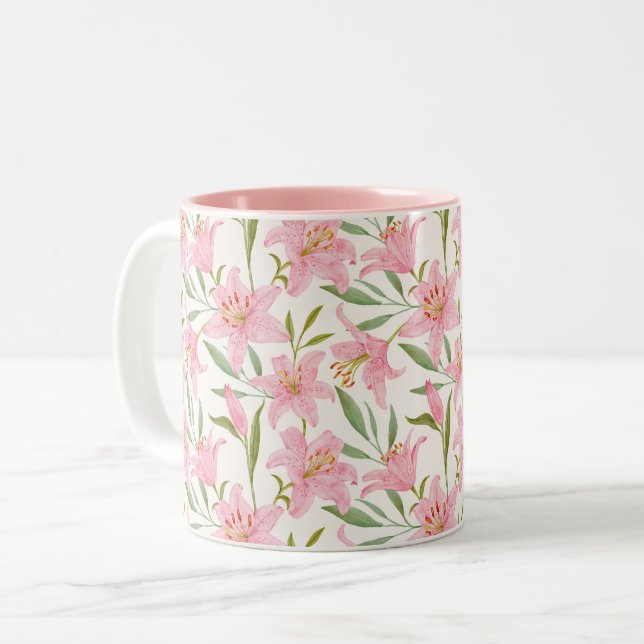 Tasse 2 Couleurs Vert rose pastel (Devant gauche)