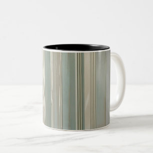 Tasse 2 Couleurs Vert Sauge Bleu Poussiéreux Taupe Gris Rayure Ferm