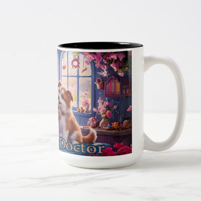 Tasse 2 Couleurs vétérinaire Cute Gnome (Droit)