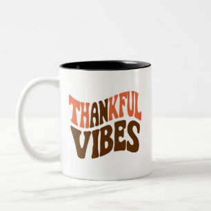 Tasse 2 Couleurs Vibes de remerciement Thanksgiving Vintage Merci