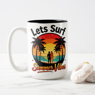 Tasse 2 Couleurs Vibes d'été Coucher de soleil Surf Plage Tropical