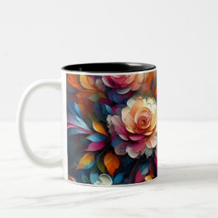 Tasse 2 Couleurs Vibrant 3D Abstrait Floral Oil Texture Art