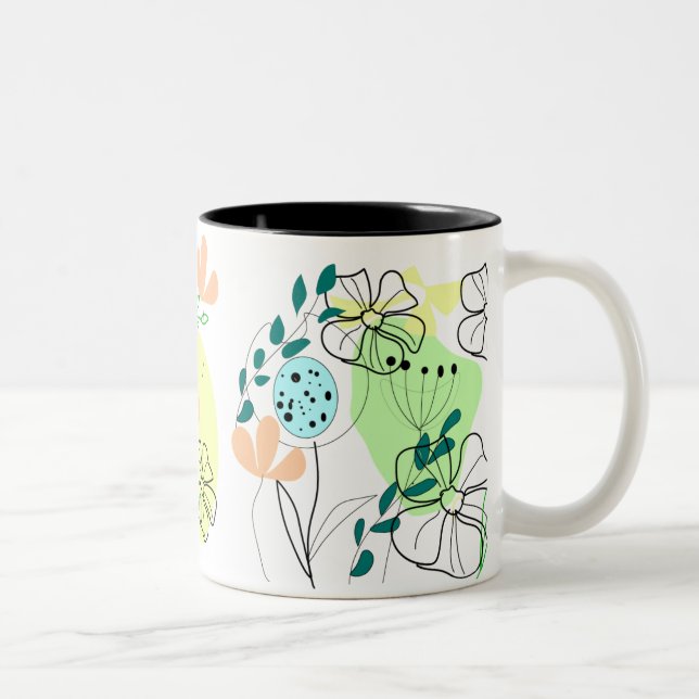 Tasse 2 Couleurs Vibrant Botanique Motif Coffee Cup (Droit)
