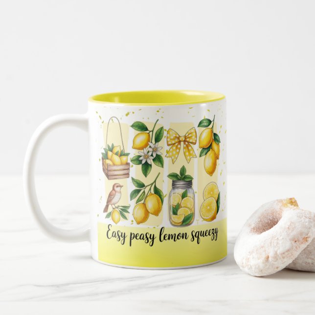 Tasse 2 Couleurs Vibrant Été Citron Prépa Éclatant (Avec donut)
