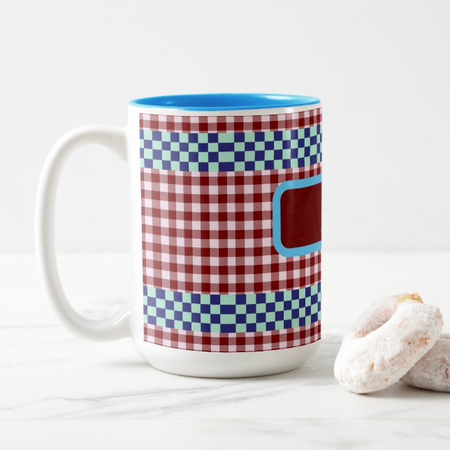 Tasse 2 Couleurs Vichy Personnalisé (Avec donut)