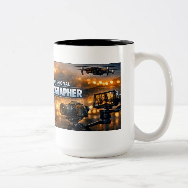 Tasse 2 Couleurs Vidéaste en action (Droit)