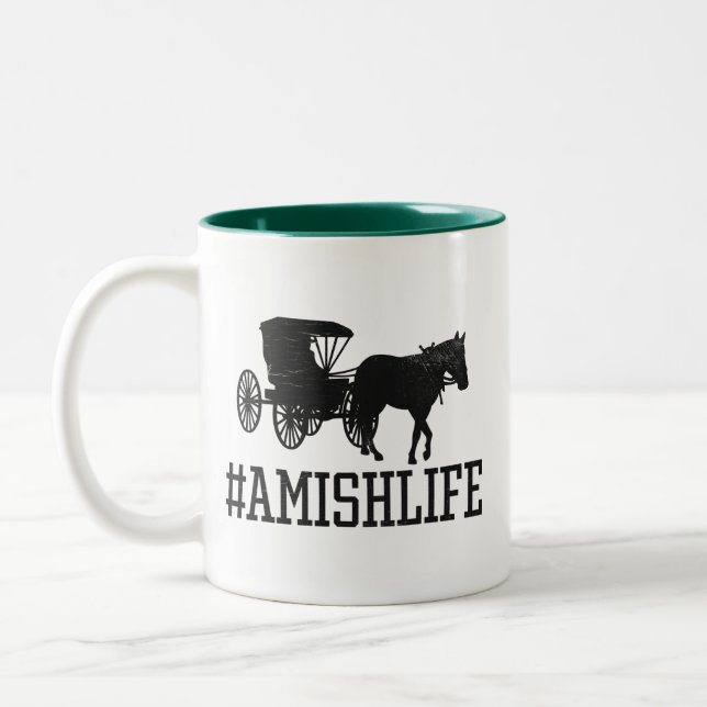 Tasse 2 Couleurs vie amish - cheval et buggy amishlife (Gauche)