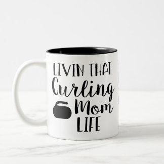 Tasse 2 Couleurs Vie personnalisée de maman de curling Photo