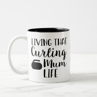 Tasse 2 Couleurs Vie personnalisée de maman qui fait du curling Pho