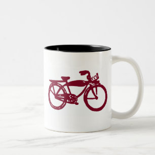 Tasse 2 Couleurs Vieille conception de vélo rouge