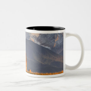 Tasse 2 Couleurs Vieille grange encadrée par des balles de foin et
