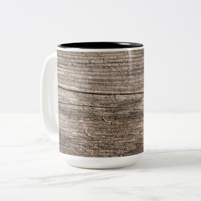 Tasse 2 Couleurs Vieilles planches de bois (Devant gauche)