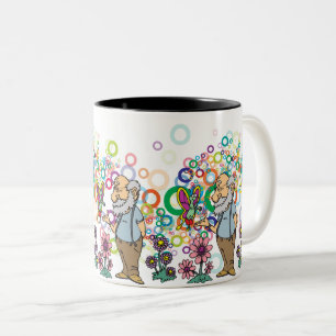 Tasse 2 Couleurs Vieux Homme Whimsical : Jardin de Papillons & Bull
